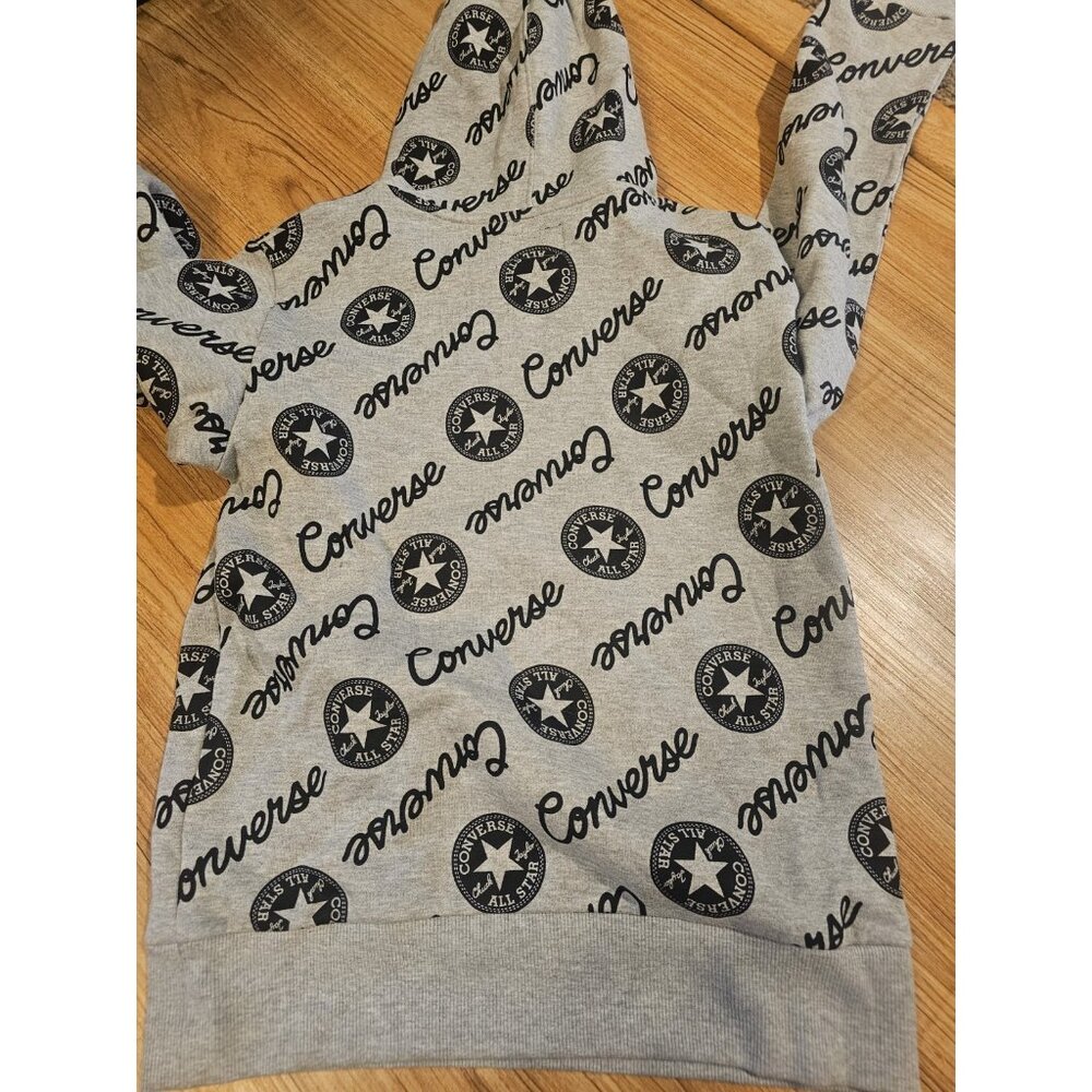 Converse Repeat Logo Hoodie Sweater Gray Boys Size Large 12/13 Hooded